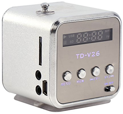 Mini Speaker Music Player,Vintage Radio-Greadio FM Radio with Old Fashioned Classic Style,Portable FM Radio Stereo PC Fashion Support TF card and U disk(Silver)