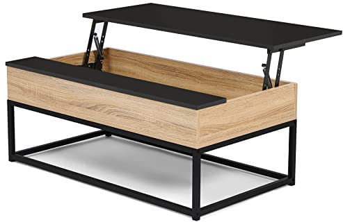 IDMarket Boston - Mesa baja elevable, rectangular, diseño industrial, color negro
