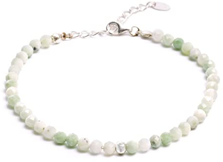 BERGERLIN Jade Armband hell grün - facettiertes, grünes Myanmar Jade Armband - Silber - XS-S