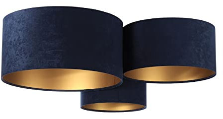 BPS Koncept Deckenleuchte Trio marineblau, gold 3 x E27 L:91cm H:30cm dimmbar