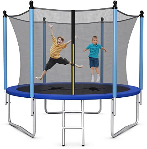 COSTWAY Ø 244/305/366/427cm Trampolin Outdoor, Gartentrampolin GS Zertifiziert, Kindertrampolin mit Leiter, Sicherheitsnetz & Randabdeckung, Trampolin Komplettset für Garten, Outdoor (Ø305cm)