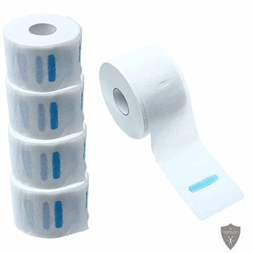Halskrausen von Hairlich, Friseurhalskrausen, Krause zum Schutz vor Haaren, hygienischer Halsschutz, Einweg Krepppapier für den Hals, Friseurbedarf, Neck Paper, 5 Rollen, 500 Blatt, Barbershop Weiß