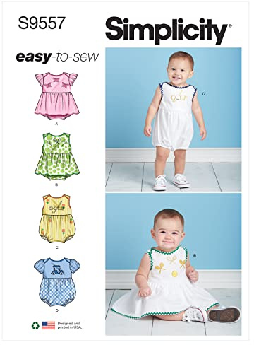 Simplicity SS9557A Babies' Romper A XXS-XS-S-M-L