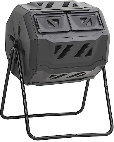 vidaXL Contenedor de Compostaje de Jardín Cubo Vaso Basura Fertilizante Caja Residuos Almacenamiento para Acelerar Descomposición Negro 160 L
