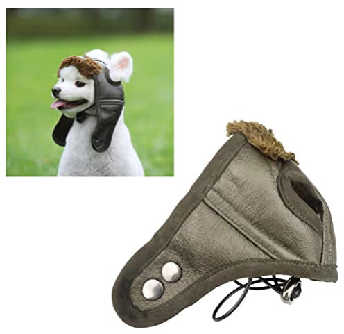 Ipetboom Hundemütze Haustier Pilotenmütze Haustier Hund Winter Warme Fliegermütze Mit Ohrenklappen Winddicht Pu Pilot Motorradhelm Haustier Kreatives Cosplay Kostü Für Hund Katze L