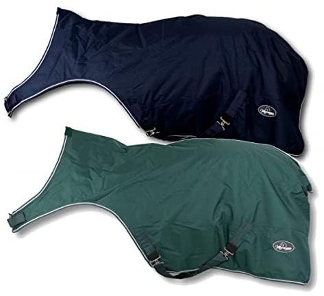 Marengos - Führanlagendecke Comfort | Führmaschinendecke mit Fleece-Innenfutter | wasserdichte & atmungsaktive Longierdecke | mit Kreuzgurten mit Elastikeinsatz | Pferdedecke in Marine 155 cm