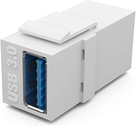 HB-DIGITAL Keystone Modul mit USB-3.0 Buchse | Multimedia-Keystone für Patchpanel Netzwerkdose Keystone-Halterung Verbinder Adapter Kupplung Plug-&-Play weiß
