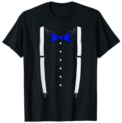 Blaue Fliege Hosenträger Kummerbund Smoking Fliege T-Shirt