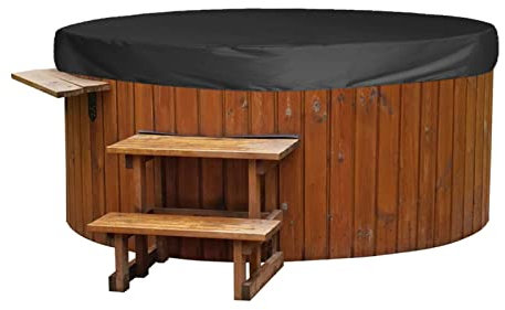 Runde Abdeckung für Whirlpools, Wetterfeste Universalabdeckung für Vier Jahreszeiten, Reinigung Des Whirlpools, Faltbare Schutzabdeckung für Außenwannen und Thermalbäder(215 * 70 cm Schwarz)