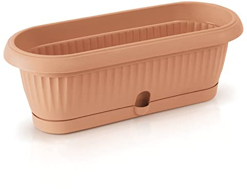 IMJ-Global DCK Blumentopf, oval, aus Kunststoff, Höhe 10 cm, für den Innen- und Außenbereich, 26,5 x 12 cm, Terrakotta, klassisches Design, 2 Liter