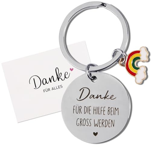 Abschied Kita Schlüsselanhänger für Erzieherin -Danke für die Hilfe beim Gross werden- Metall Charms Kindergarten Abschiedsgeschenk für Erzieherin Tagsmutter