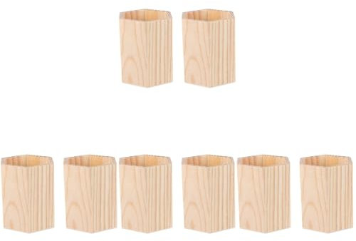 COHEALI Wooden Pen Holder: 8 Pcs Unpainted Pen Pot Pen Organizers Desktop Coloring Pencil Art Compartments Organizer for Bedroom Home Office Make-Up School