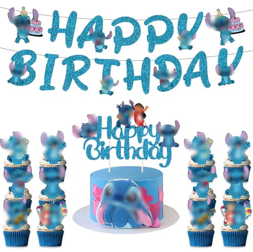 Geburtstag Party Dekorationen, 14 PCS Party Kuchen Dekoration, Party Supplies, Happy Birthday Banner, Cupcake Toppers, Tortenaufsätzen,Geburtstag Deko für Kinder (A)