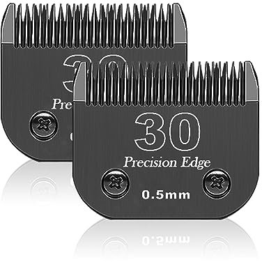 Ersatzklinge für die Hundepflege, kompatibel mit der Serie Heiniger/Moser Max45/Andis/Oster A5/Wahl 10 km Serie, Haarschneider für Hunde, Größe 30 1/50 Zoll (0,5 mm), Schnittlänge, 2 Stück, Schwarz
