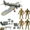Fycooler Militär Soldaten Spielset Armymen Figuren mit 4 Army Ranger Actionfiguren und ww2 Kampfflugzeug Waffenzubehör Kampfspielzeug , Geschenke ab 6 Jahren Jungen or Erwachsene