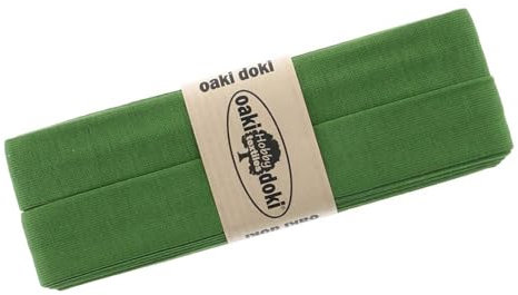 Schrägband Jersey 3m Breite 20mm Oaki Doki Tricot de Luxe Einfassband elastisch über 80 Farben, Farbe:moosgrün