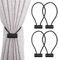 HIKPACKER 4 Stück Magnetische Vorhang Raffhalter für Gardinen, Gardinenhalter Raffhalter Vorhang Halter Raffhalter für Vorhänge mit Magnet Curtain Holder für Home Büro Gardinen Deko (Schwarz)
