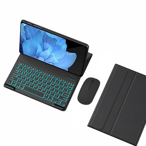 GUPENAA Tastatur Hülle für Huawei Matepad 11 2023, 7 Farben mit Hintergrundbeleuchtung, Magnetische Abnehmbare Tastatur mit Bluetooth-Maus,Schwarz