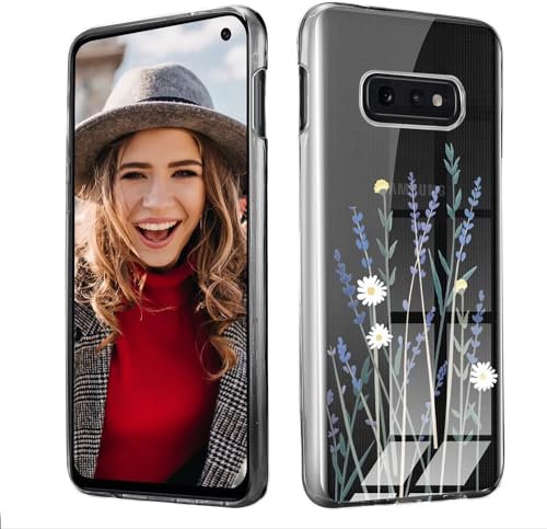 POUHYE Hülle für Samsung Galaxy S10e Handyhülle, Klare Flexible Silikon Stoßfest Cover, 1,5 mm dicke Stoßdämpfung Samsung Galaxy S10e Schutzhülle [Nicht-Vergilbung] [Anti Slip] [Anti Scratch] Lavendel