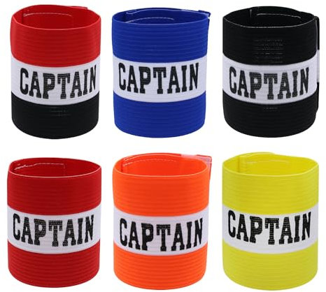 Hosifiy 6Pcs Fußball Kapitänsbinde, Rot Nylon Elastische Fußball Kapitän Armbindes Einstellbare Fußball Armbindes für Jugend Erwachsene Sport Training