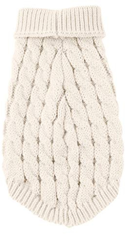 Hundepullover, Winter Warmer Hundepullover Kleine Hunde Rollkragen Strickpullover Hunde Pullover Weich Hundekleidung Hundepulli Hund Kleidung für Kleine Mittelgroße Hunde und Katzen (White, M)