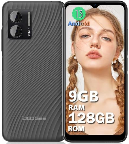 DOOGEE N50S 2024 Teléfono Móvil Libres 9GB RAM+128GB ROM(TF 1TB), 6,52 Pulgadas HD+ Smartphone Libre Android 13, 20MP AI Cámara, 4200mAh Batería, Moviles 4G Dual SIM, Octa-Core/OTG/GPS/Tipo-C/Face ID