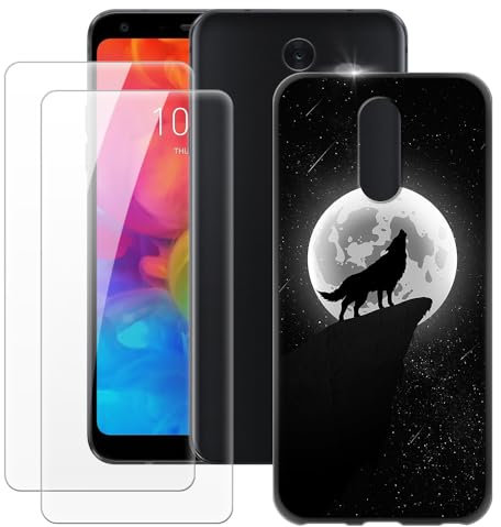 MILEGOO LG Q7 Hülle + 2 Displayschutzfolien aus gehärtetem Glas, ultradünne Stoßstange, stoßfeste weiche TPU-Silikon-Abdeckung für LG Q7 Plus (5.5”)