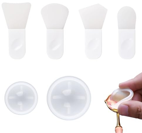 WANDIC Short Wax Melting Spoon Cleaning Tool Set, 3pcs Short Silicone Spatula & 3pcs Ball Shaped Scraper for Stirring Sealing Wax Stamp Spoon