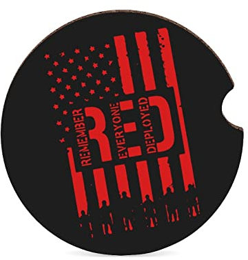 R.E.D Remember Everyone Deployed Red Friday Cute Car Cup Holder Coaster Car Drink Mat For Women Wen Interior Accessories