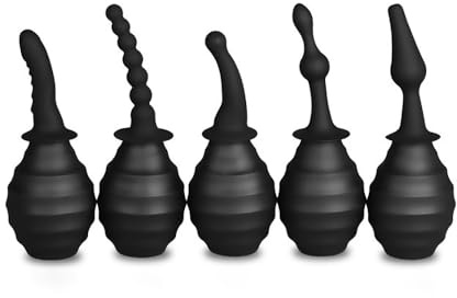Hmxseu Analdusche-Set Irrigator Darmspülung 5 Arten von Duschköpfen Analduschen Silikon Analspülung Darmreinigung Anal Dusche Analspielzeuge Vaginal Dusche Klistier Analplug für Männer Frauen (D)