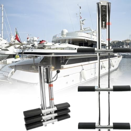 DPQYJPP Ponton-Bootsleiter, doppelte vertikale Teleskop-Boots-Taucherleiter, tragbare, zusammenklappbare 3/4-Stufen-Einstiegsleitern, Tragfähigkeit 150 kg, für Marineboot-Yacht-Dock-Pool,3knots