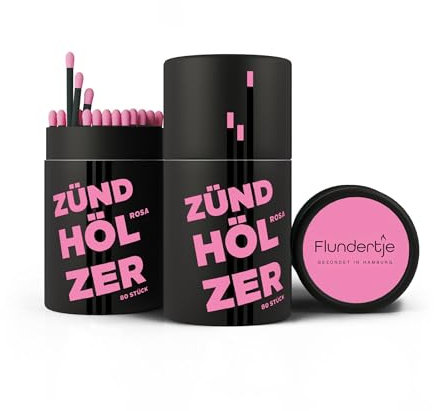 Flundertje Fiammiferi di Amburgo, lunghi, 10 cm, colorati, grandi fiammiferi per accendere candele o come camino – bella scatola per fiammiferi come decorazione o regalo (3, rosa)