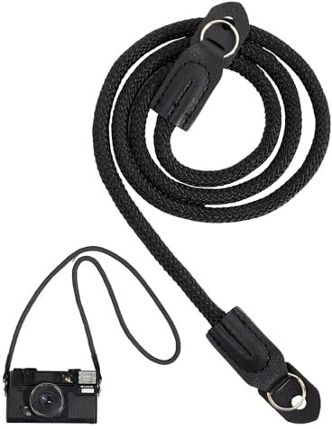 Camera Strap Quick Release 106cm(3.47FT) Climbing Rope Anti-Slip Camera Shoulder Neck Straps with Round Hole for Dslr Digital Cameras and Mirrorless Cameras Video Camcorder Black