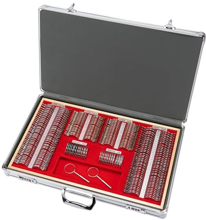 266Pcs Trial Lens Set, Optical Trial Lens Kit，Optical Trial Lens Set Metal Rim Trial Lens Set with Aluminium Case Optometry Optical Instrument