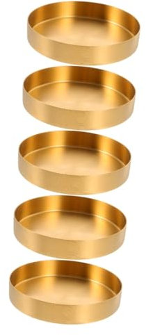 AOKWAWALIY 5 vassoi in acciaio inox lavabi vassoio portaoggetti per gioielli portachiavi dorato rotondo vassoio asciugamano piatto piatto piano in acciaio inox 430