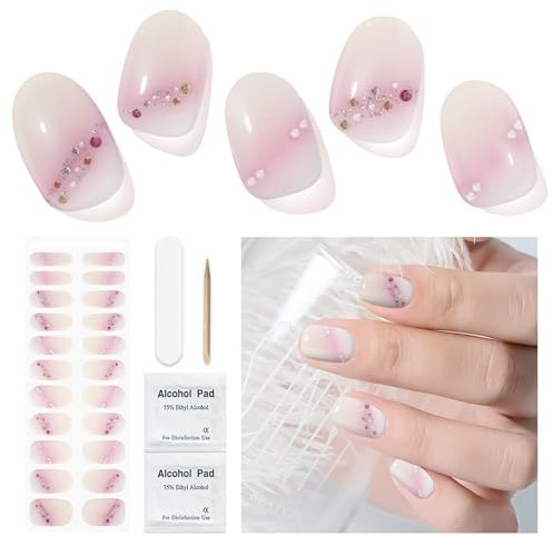 DUKASOU Nagelfolien Selbstklebend - 22 Stück Nagelsticker Herbst Rosa Nagel Sticker Gel Nail Strips Gelnägel Zum Aufkleben Fingernägel Folie Weihnachten Nail Art Sticker DIY für Damen