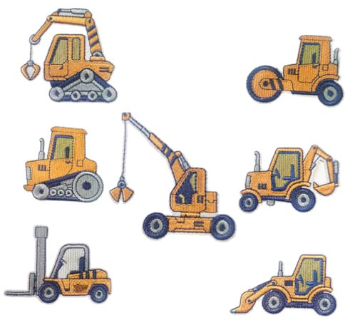 JEWEDECO 7pcs Cartoon Cloth Stickers Jeans with Embroidery Truck Decoration Patch Excavator Patches DIY Applique Patch Adorable Patch Car Badge Patches Sewing Ball Applique Polyester