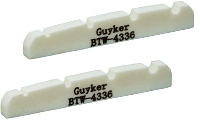 Guyker BTW-4336 Knochensattel für Bassgitarren, 4 Saiten, flacher Boden, vorgeschlitzte Knochenmuttern, Ersatzteile, Zubehör für PB JB Precision Bass Jazz Bass, 2 Stück, Weiß, 43 x 3,5 x 6 mm