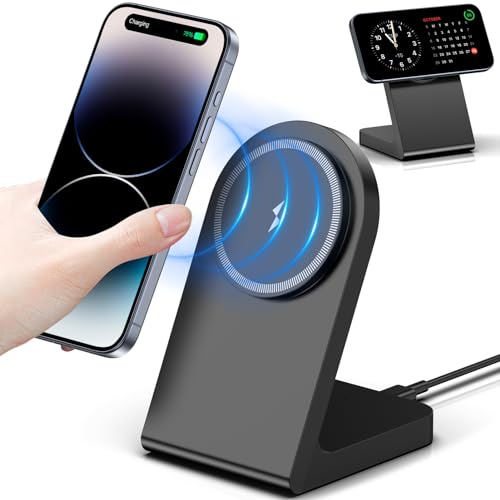 Magnetic Wireless Charger for iPhone 17/16/15/14/13/12 Series, iPhone Wireless Mag Safe Charger Stand for AirPods 4/3/2/Pro, for Magsafe Charger