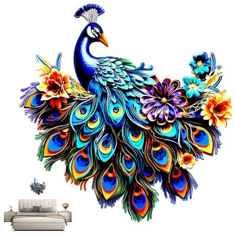 Nlrlo Gartendeko Tier Pfau | Gartenstecker aus Metall wasserdicht | Tierdeko bunt rostfrei für Eingang, Auffahrt, Balkon, Pool