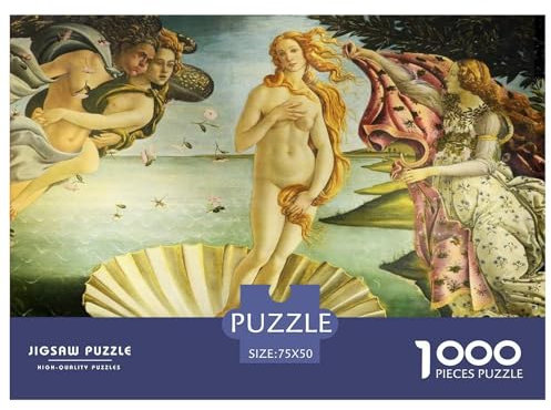 1000-teiliges Puzzle „Geburt der Venus“ für Erwachsene, schwieriges Holzpuzzle für Erwachsene, Geschenke am Heiligabend, 1000 Teile (75 x 50 cm)