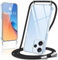 Coiwxmoi Funda con Cuerda para Xiaomi Redmi 12 6,79,Carcasa Transparente Suave Silicona TPU Case con Ajustable Colgante Collar Correa de Cuello Cadena Cordón Protección Cover para Redmi 12, Negro