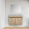 DIAMOND HOME Mobile Bagno con Lavabo e Specchio, 2 Ante con Cerniere Soft Close, 60x45,4x50 cm, Specchio parete 60x80 cm, Lavandino Bagno con Mobiletto Incasso (Rovere Sherwood)