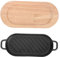 VINTORKY 1 Satz Grillplatte aus Gusseisen pfannenwender pfannensets pfanen grill pfannen steak pfanne Hibach Brutzelplatte Bratpfanne Antihaft-Grillschale Antihaft-Steakplatte Holz Black
