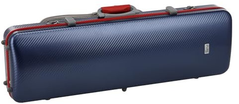 GEWA Violinkoffer FUN Series Polycarbonat 4/4 Blau/Rot, Innenausstattung schwarz, 2 abnehmbare Rucksackriemen, Zubehörtasche, gepolsterte Schwebelagerung, zusätzlicher Seitengriff