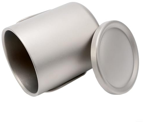 Doppelwandiger Becher, Campingbecher, reines Titan, Tasse mit Deckel, doppelwandig, isolierter Becher für Kaffee, Saft, Tee und andere kalte oder heiße Getränke (ohne Griffe, 300 ml)