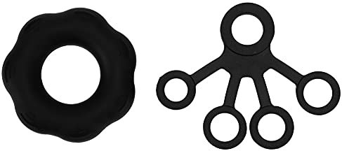 Handfestigkeitstrainer Ring Expander Finger Pull Ring Hand Trainer für Hand Akupoints Training Silikon Hellgrau dunkelgrau Schwarz (Black)