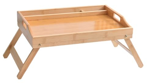 Générique Table Plateau de Lit pour Manger – Plateaue Pliable avec Pieds en Bois | Tables des Service Portable pour Petit Déjeuner au Lite ou Canapé | Plateaues – Repas Confort Lecture Télétravail