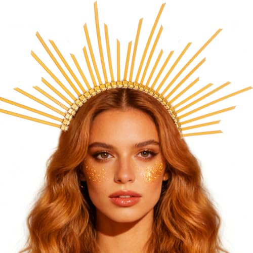 Zoestar Mary Halo Krone Stirnband Gold Göttin Kopfschmuck Sonnenbrand Karneval Haarschmuck für Frauen