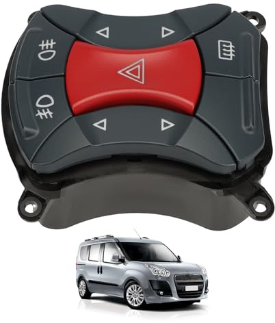 LDLRevX Pannello Controllo Luci Per Fiat Doblò I 2000-2010, Interruttore Fendinebbia E Luci Emergenza, OEM 735408797 Modulo Multifunzione Interruttore